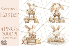 Vintage Easter Bunny Clipart PNG, Easter Bunny Printable Product Image 1
