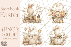 Vintage Easter Bunny Clipart PNG, Easter Bunny Printable Product Image 1