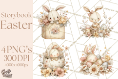 Vintage Easter Bunny Clipart PNG, Easter Bunny Printable Product Image 1