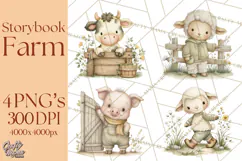 Vintage Farm Animal Clipart, Whimsical Farm Animals Clip Art Product Image 1