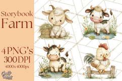 Vintage Farm Animal Clipart, Whimsical Farm Animals Clip Art Product Image 1