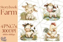 Vintage Farm Animal Clipart, Whimsical Farm Animals Clip Art Product Image 1