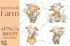 Vintage Farm Animal Clipart, Whimsical Farm Animals Clip Art Product Image 1