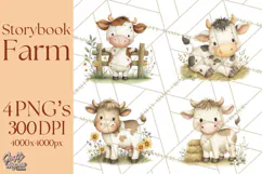 Vintage Farm Animal Clipart, Whimsical Farm Animals Clip Art Product Image 1