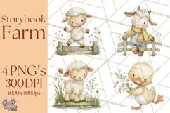 Vintage Farm Animal Clipart, Whimsical Farm Animals Clip Art Product Image 1