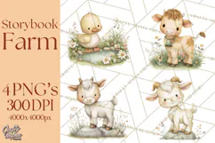 Vintage Farm Animal Clipart, Whimsical Farm Animals Clip Art Product Image 1