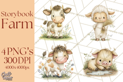 Vintage Farm Animal Clipart, Whimsical Farm Animals Clip Art Product Image 1