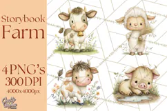 Vintage Farm Animal Clipart, Whimsical Farm Animals Clip Art Product Image 1