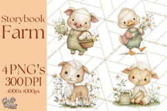 Vintage Farm Animal Clipart, Whimsical Farm Animals Clip Art Product Image 1