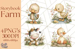 Vintage Farm Animal Clipart, Whimsical Farm Animals Clip Art Product Image 1