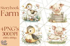 Vintage Farm Animal Clipart, Whimsical Farm Animals Clip Art Product Image 1
