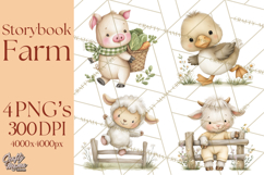 Vintage Farm Animal Clipart, Whimsical Farm Animals Clip Art Product Image 1