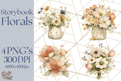 Vintage Spring Florals Clipart, Cottagecore Flower Png Product Image 1