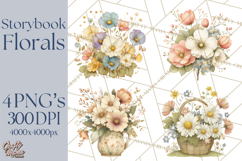 Vintage Spring Florals Clipart, Cottagecore Flower Png Product Image 1