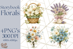 Vintage Spring Florals Clipart, Cottagecore Flower Png Product Image 1