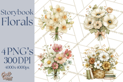 Vintage Spring Florals Clipart, Cottagecore Flower Png Product Image 1