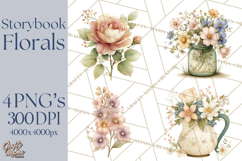 Vintage Spring Florals Clipart, Cottagecore Flower Png Product Image 1