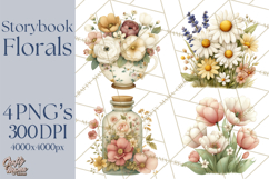 Vintage Spring Florals Clipart, Cottagecore Flower Png Product Image 1