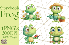 Frog Storybook Clipart, Cute Cartoon Frog Illustrations Png Product Image 1
