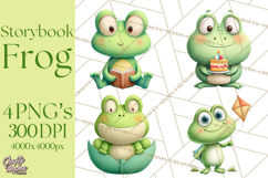 Frog Storybook Clipart, Cute Cartoon Frog Illustrations Png Product Image 1