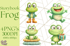 Frog Storybook Clipart, Cute Cartoon Frog Illustrations Png Product Image 1