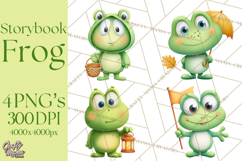 Frog Storybook Clipart, Cute Cartoon Frog Illustrations Png Product Image 1