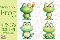 Frog Storybook Clipart, Cute Cartoon Frog Illustrations Png Product Image 1