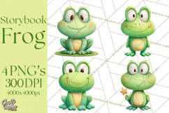 Frog Storybook Clipart, Cute Cartoon Frog Illustrations Png Product Image 1