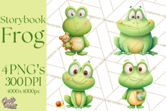 Frog Storybook Clipart, Cute Cartoon Frog Illustrations Png Product Image 1