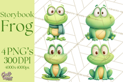 Frog Storybook Clipart, Cute Cartoon Frog Illustrations Png Product Image 1