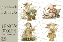 Vintage Spring Lamb Clipart, Whimsical Lamb Gardening Product Image 1