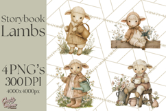 Vintage Spring Lamb Clipart, Whimsical Lamb Gardening Product Image 1