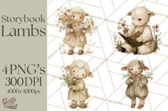 Vintage Spring Lamb Clipart, Whimsical Lamb Gardening Product Image 1