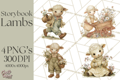 Vintage Spring Lamb Clipart, Whimsical Lamb Gardening Product Image 1