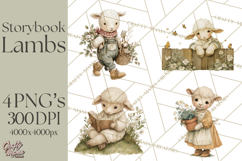 Vintage Spring Lamb Clipart, Whimsical Lamb Gardening Product Image 1