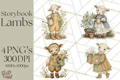 Vintage Spring Lamb Clipart, Whimsical Lamb Gardening Product Image 1