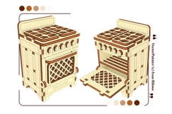 Stove Doll furniture - Laser Cut File, SVG Kitchen miniature Product Image 18