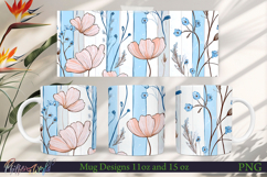 Flowers Mug Wrap | Stripes | Flowers Meadow | Light Pink Product Image 1