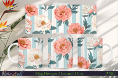 Flowers Mug Wrap | Stripes | Peonies Flowers Meadow Product Image 1