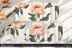 Flowers Mug Wrap | Stripes | Peony Product Image 1