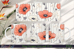 Flowers Mug Wrap | Stripes | Poppies Meadow Product Image 1