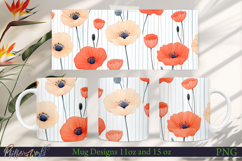 Flowers Mug Wrap | Stripes | Red Poppies Meadow Product Image 1