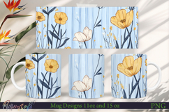 Flowers Mug Wrap | Stripes | Yellow Meadow Product Image 1