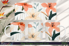 Flowers Mug Wrap | Stripes | Flowers Meadow | Orange Product Image 1