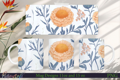 Flowers Mug Wrap | Stripes | Flowers Meadow | Orange Product Image 1