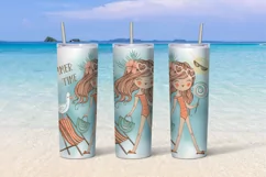 Beach girls tumbler sublimation design 20 oz skinny Product Image 5