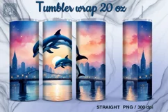 Dolphin Tumbler Sublimation, 20 oz Tumbler Wrap Product Image 1