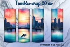 Dolphin Tumbler Sublimation, 20 oz Tumbler Wrap Product Image 2