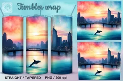 Dolphin Tumbler Sublimation, 20 oz Tumbler Wrap Product Image 1