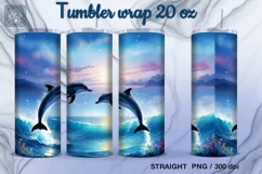 Dolphin Tumbler Sublimation, 20 oz Tumbler Wrap Product Image 2